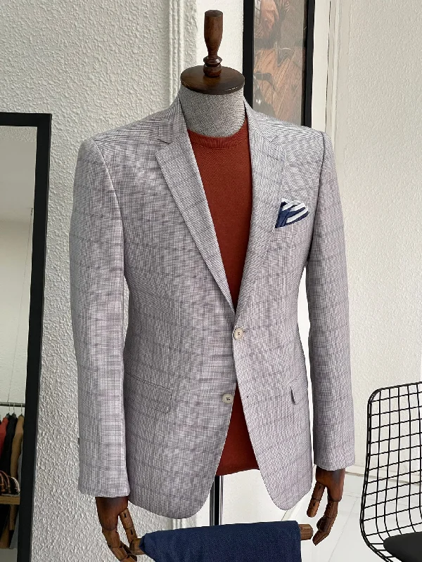 Essel Gray Slim Fit Plaid Blazer