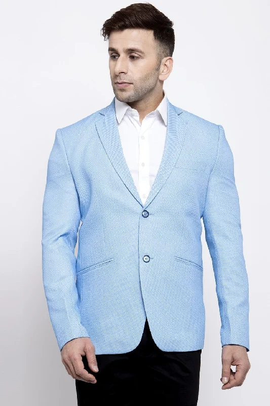 Polyester Cotton Sky Blue Blazer