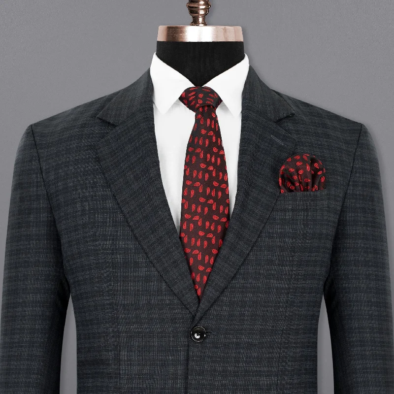 Shark Grey Plaid Wool Rich Blazer