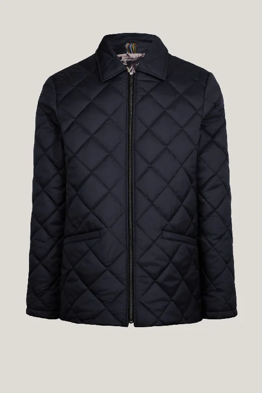 LIGHT PADDED ZIPPER CLOSURE JACKET - NAVY