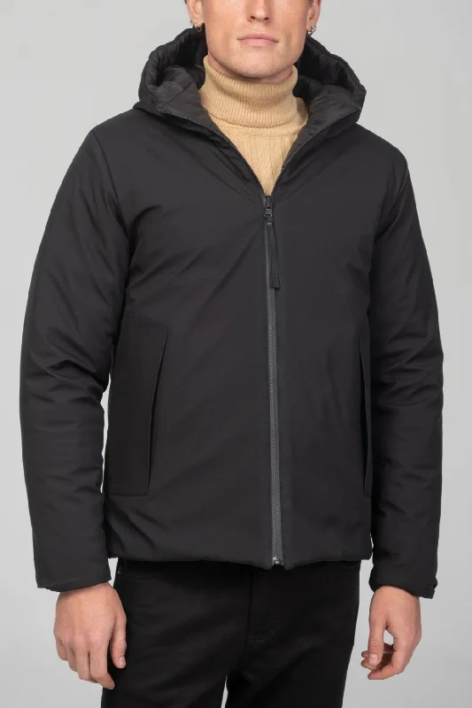 Reversible Padded and Hooded Jacket - Black