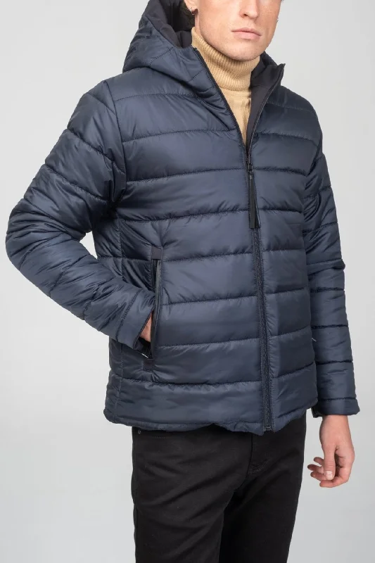 Reversible Padded and Hooded Jacket - Navy