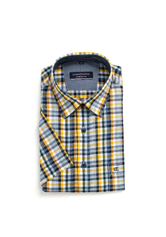 Casa Moda Yellow Check Shirt, Grey