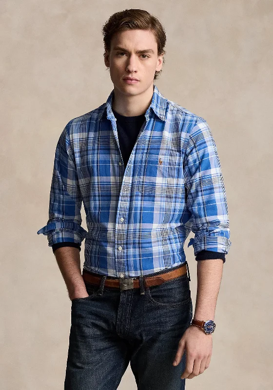 Ralph Lauren Custom Fit Plaid Oxford Shirt, Blue Multi