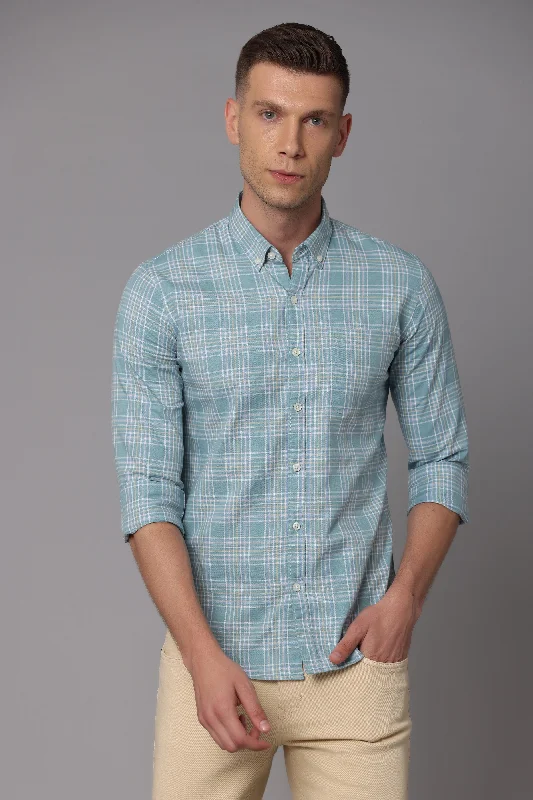 Ocean Blue Check Full Sleeve Shirt