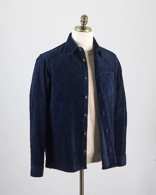 Blue Corduroy Overshirt With Moon Badge