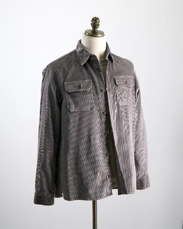 Grey Corduroy Overshirt With Moon Badge