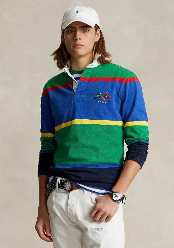 Ralph Lauren Classic Striped Rugby Polo Shirt, Hillside Green Multi