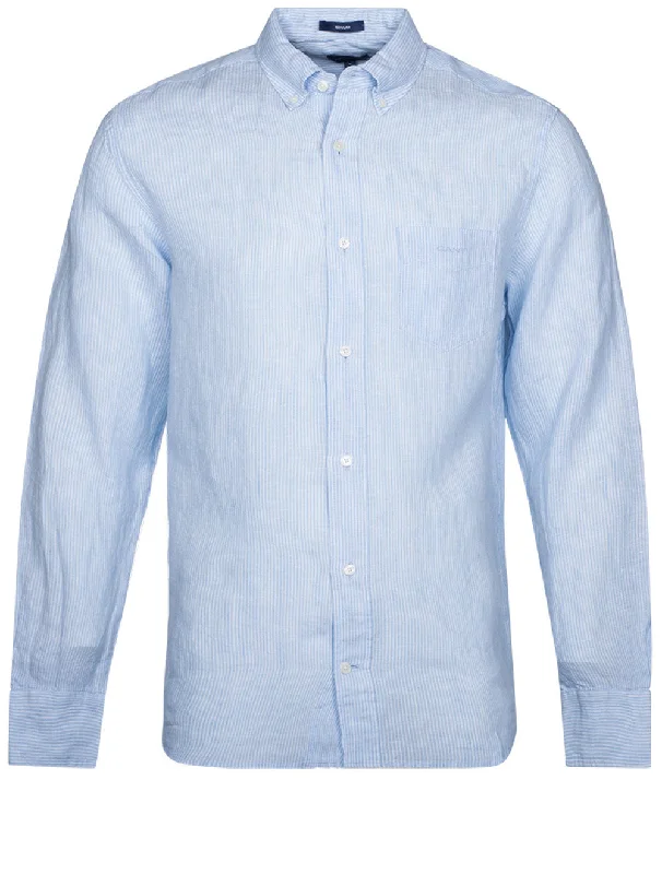 Regular Linen Stripe Shirt Capri Blue