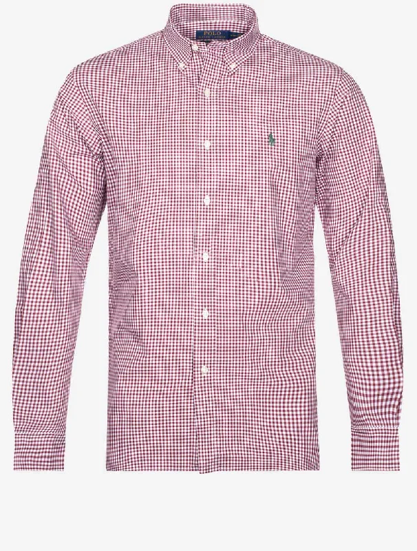 Poplin Gingham Buttondown Shirt Wine