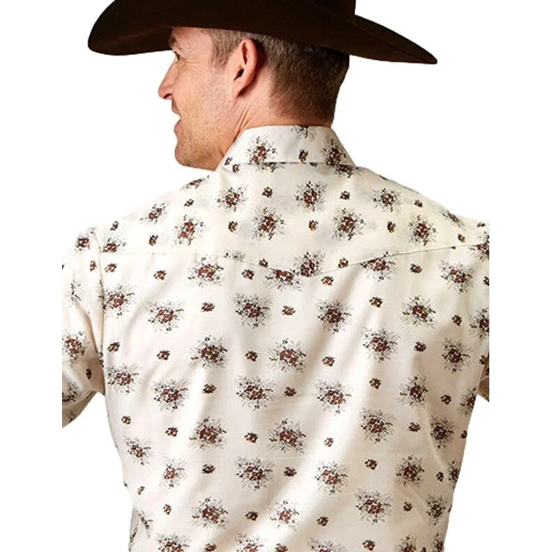 Roper Western Shirt Mens Floral L/S Snap Cream 01-001-0179-0352 WH