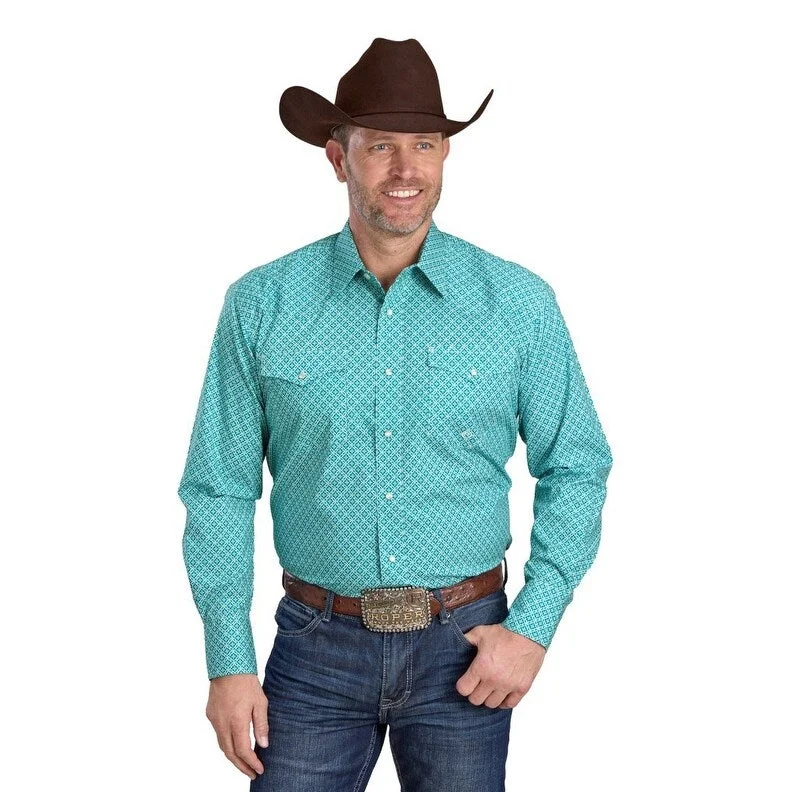 Roper Western Shirt Mens L/S Four Point Turquoise 03-001-0225-1100 BU