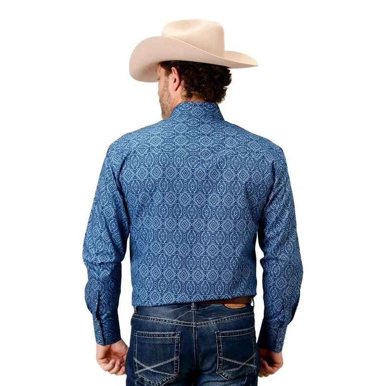 Roper Western Shirt Mens L/S Medallion Paisley 03-001-0225-1002 BU