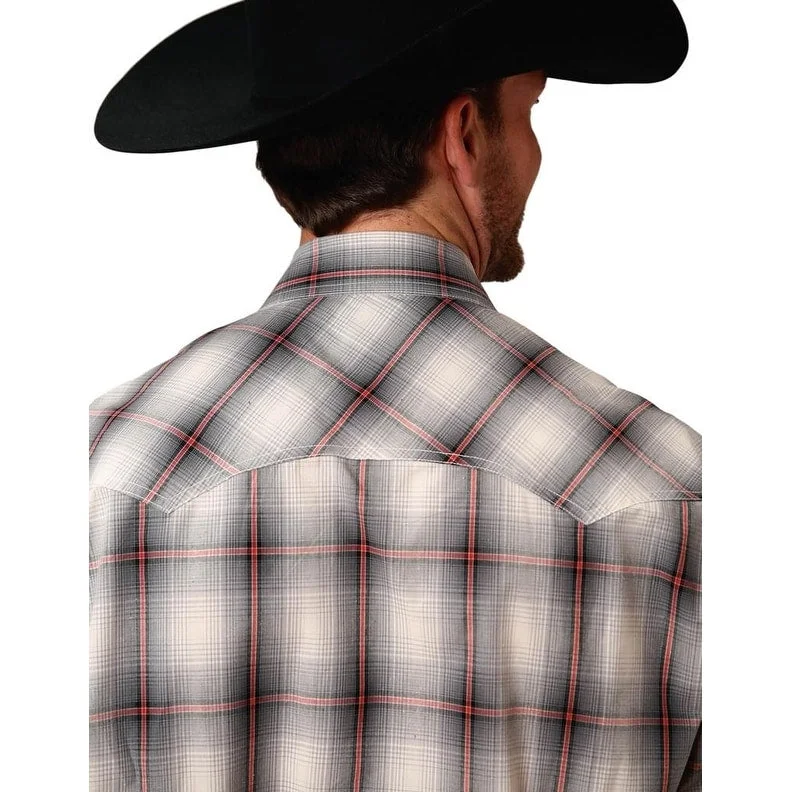 Roper Western Shirt Mens L/S Snap Plaid Gray 03-001-0778-7012 GY