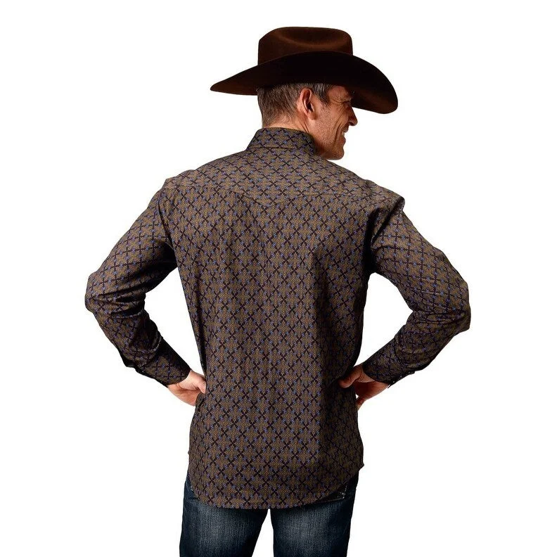 Roper Western Shirt Mens L/S Snap Print Brown 03-001-0225-1004 BR