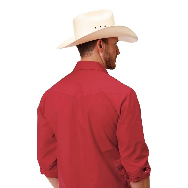 Roper Western Shirt Mens L/S Solid Snap Red 01-001-0025-0445 RE