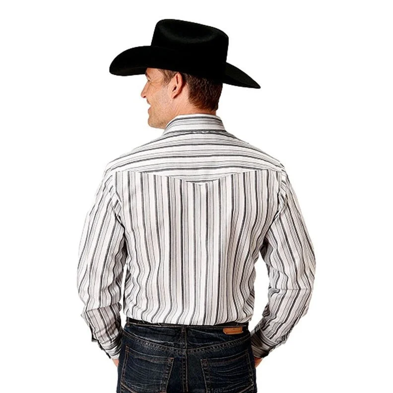 Roper Western Shirt Mens L/S Stripe Snap Gray 01-001-0144-0513 GY