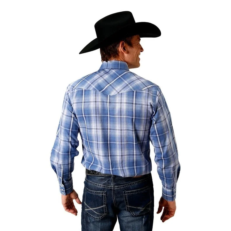 Roper Western Shirt Mens Snap L/S Plaid Blue 01-001-0171-6043 BU