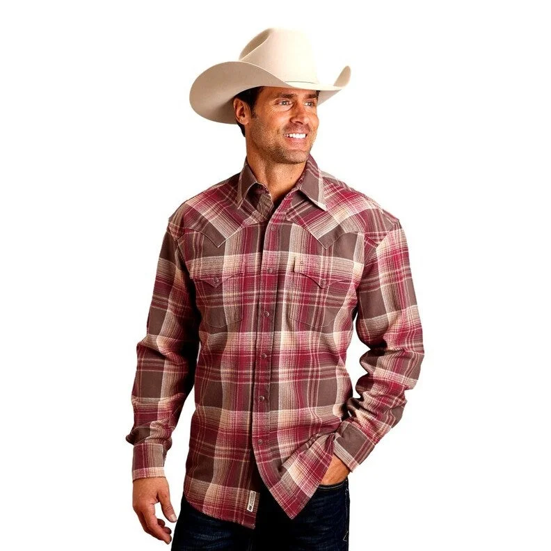 Stetson Western Shirt Mens L/S Collar Snap Wine 11-001-0478-6086 WI