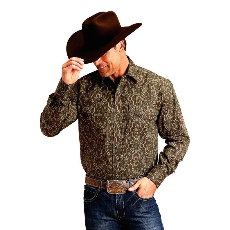 Stetson Western Shirt Mens L/S Paisley Brown 11-001-0425-0174 BR