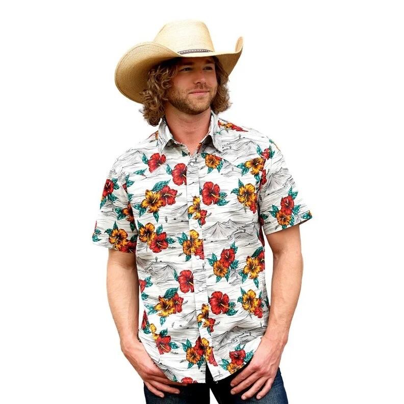 Tin Haul Western Shirt Mens S/S Tropical Gray 10-002-0064-0225 GY