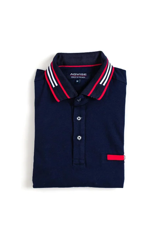 Advise Contrast Trim Polo Shirt, Navy