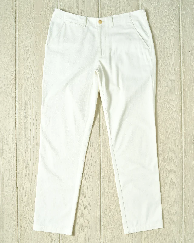 Camden Pant in White Herringbone Twill