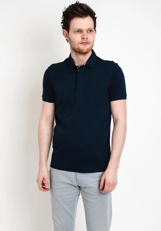 StilPark Contrast Placket Polo Shirt, Navy