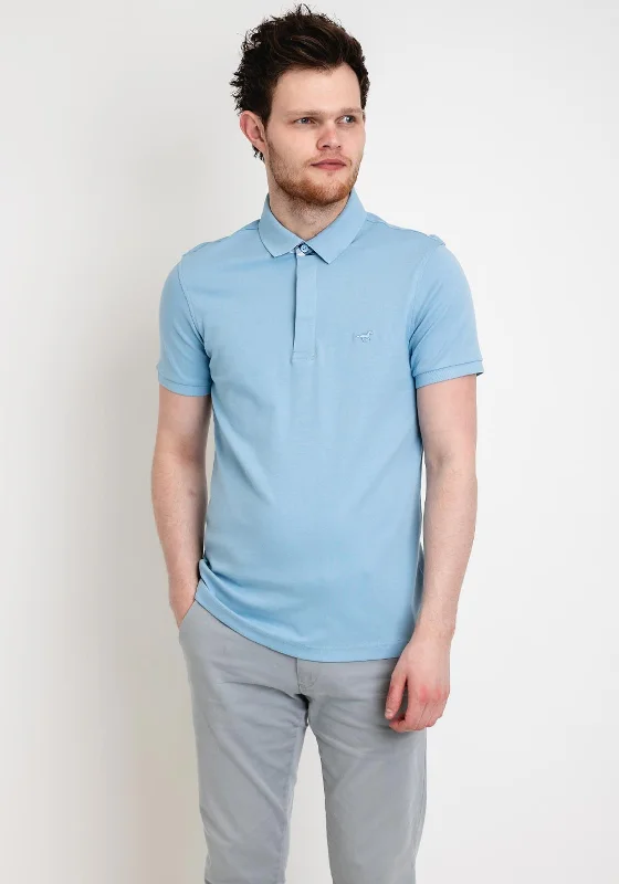 StilPark Contrast Placket Polo Shirt, Sky Blue