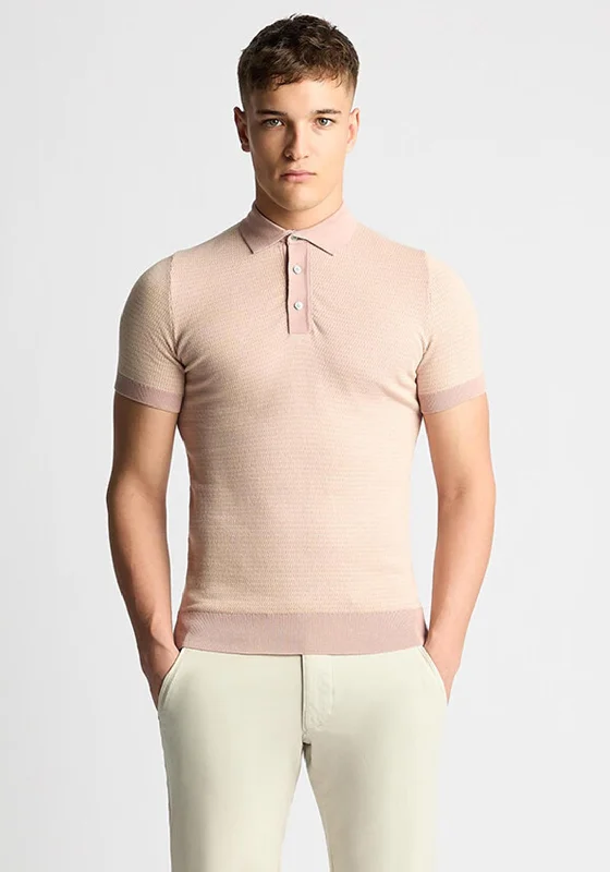 Remus Uomo Slim Fit Knitted Polo Shirt, Salmon