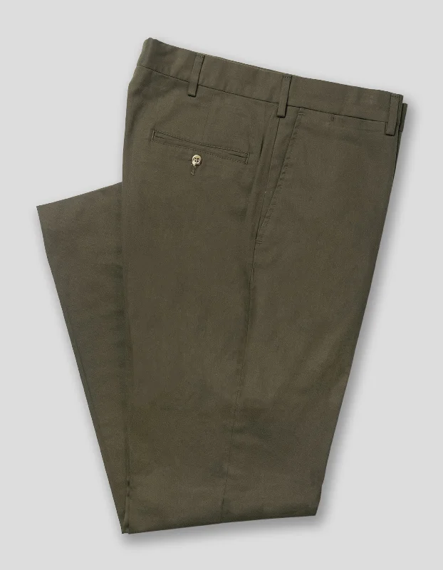 SANDED TWILL PANTS - OLIVE