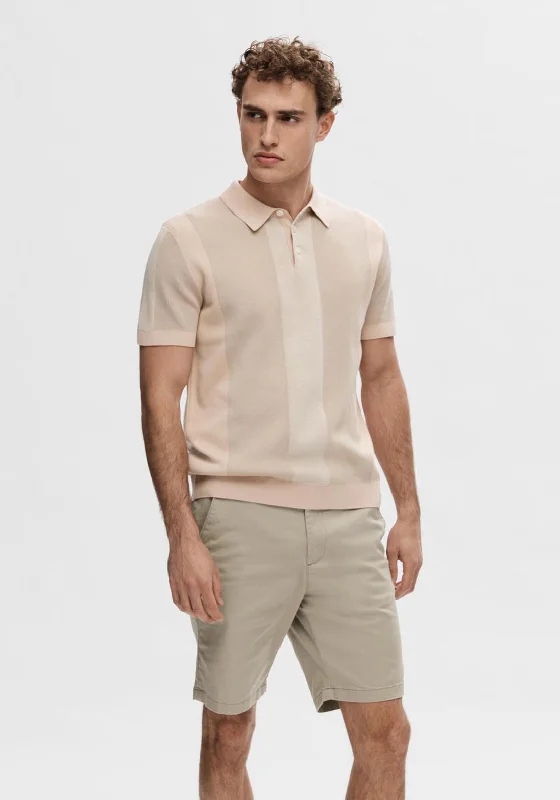 Selected Homme Mattis Stripe Polo Shirt, Cameo Rose