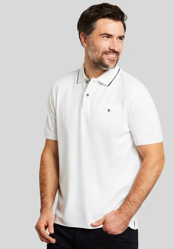 Bugatti 8151 Contrast Collar Polo Shirt, White