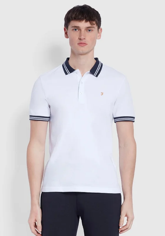 Farah Stanton Polo Shirt, White & Navy