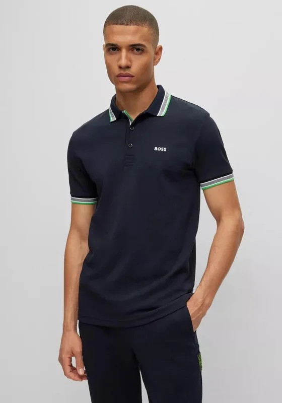 Hugo Boss Paddy Polo Shirt, Dark Blue & Green