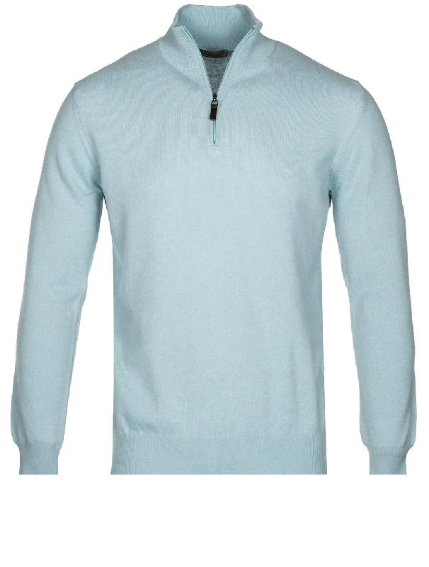 Cashmere & Merino Wool Half Zip Seawater