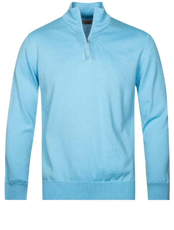 Half Zip Mock Neck Jumper Cielo Blue