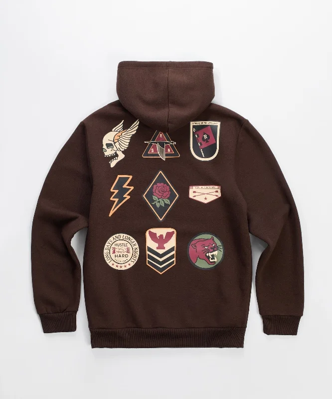 Military Patches Hoodie - Brown