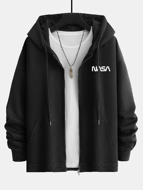 NASA Print Relax Fit Zip Hoodie