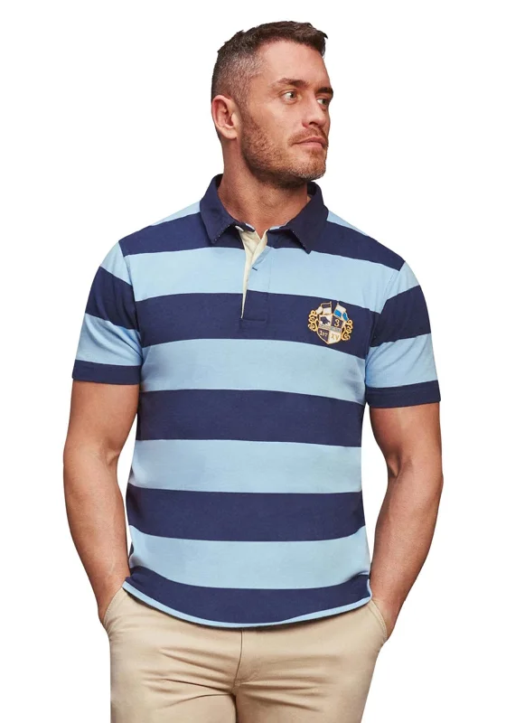 Raging Bull Big & Tall Rugby Polo Shirt, Navy & Sky Blue