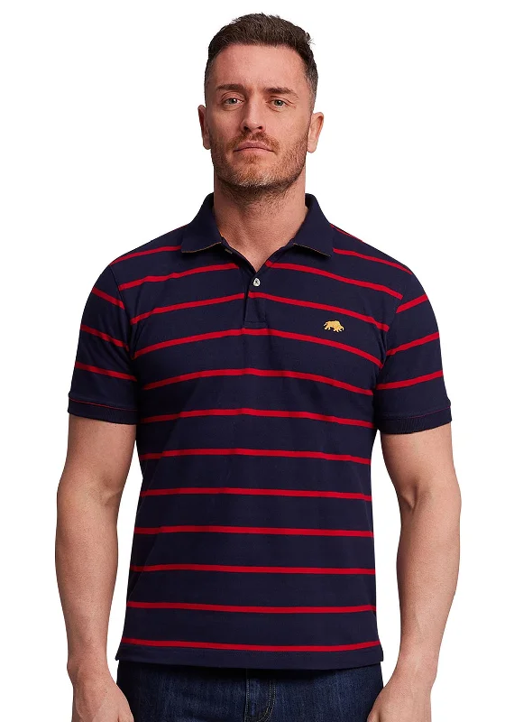 Raging Bull Thin Stripe Polo Shirt, Deep Red