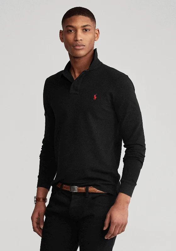 Ralph Lauren Classic Mesh Long Sleeve Polo Shirt, Black