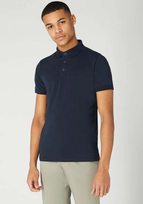 Remus Uomo Ribbed Collar Polo Shirt, Navy