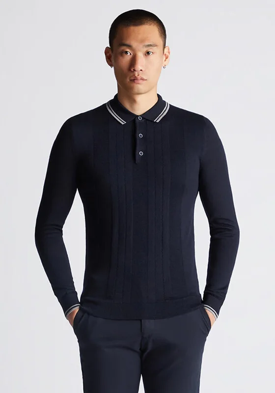 Remus Uomo Long Sleeve Polo Shirt, Navy