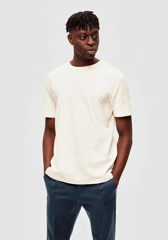 Selected Homme Camp Ribbed T-Shirt, Cloud Dancer