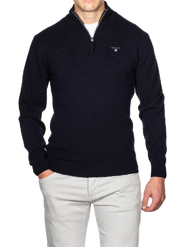 Super Fine Lambswool Half-Zip Sweater Marine