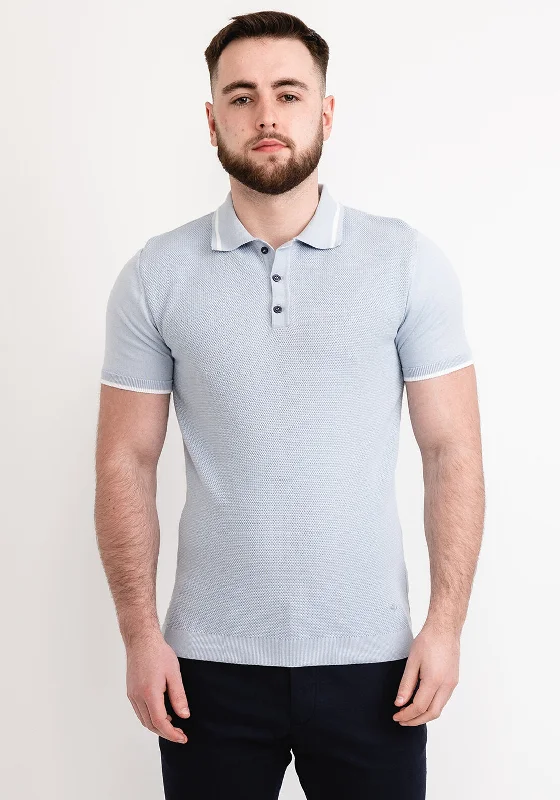 White Label Knitted Polo Shirt, Light Blue