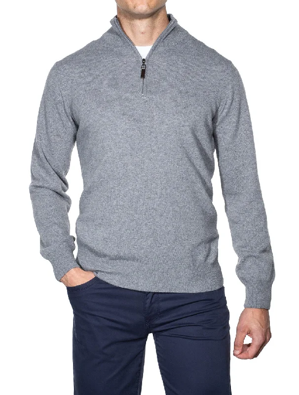 Zipped Mock Neck Jumper Grey